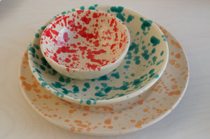 SMALL BOWL, RED ON CREAM