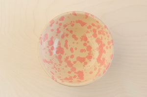 SMALL BOWL, PINK ON CREAM