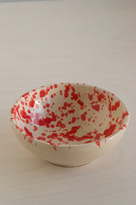 SMALL BOWL, RED ON CREAM