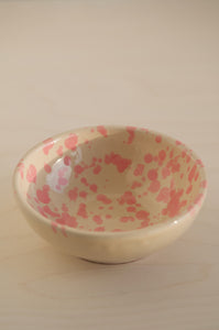 SMALL BOWL, PINK ON CREAM